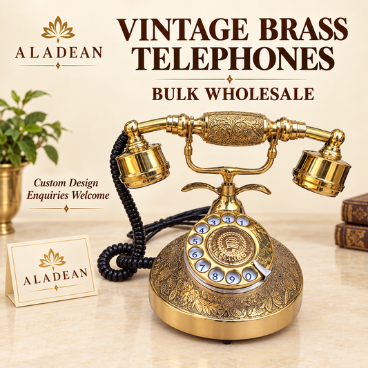 Ornate brass landline telephone for Aladean wholesale custom-design enquiries