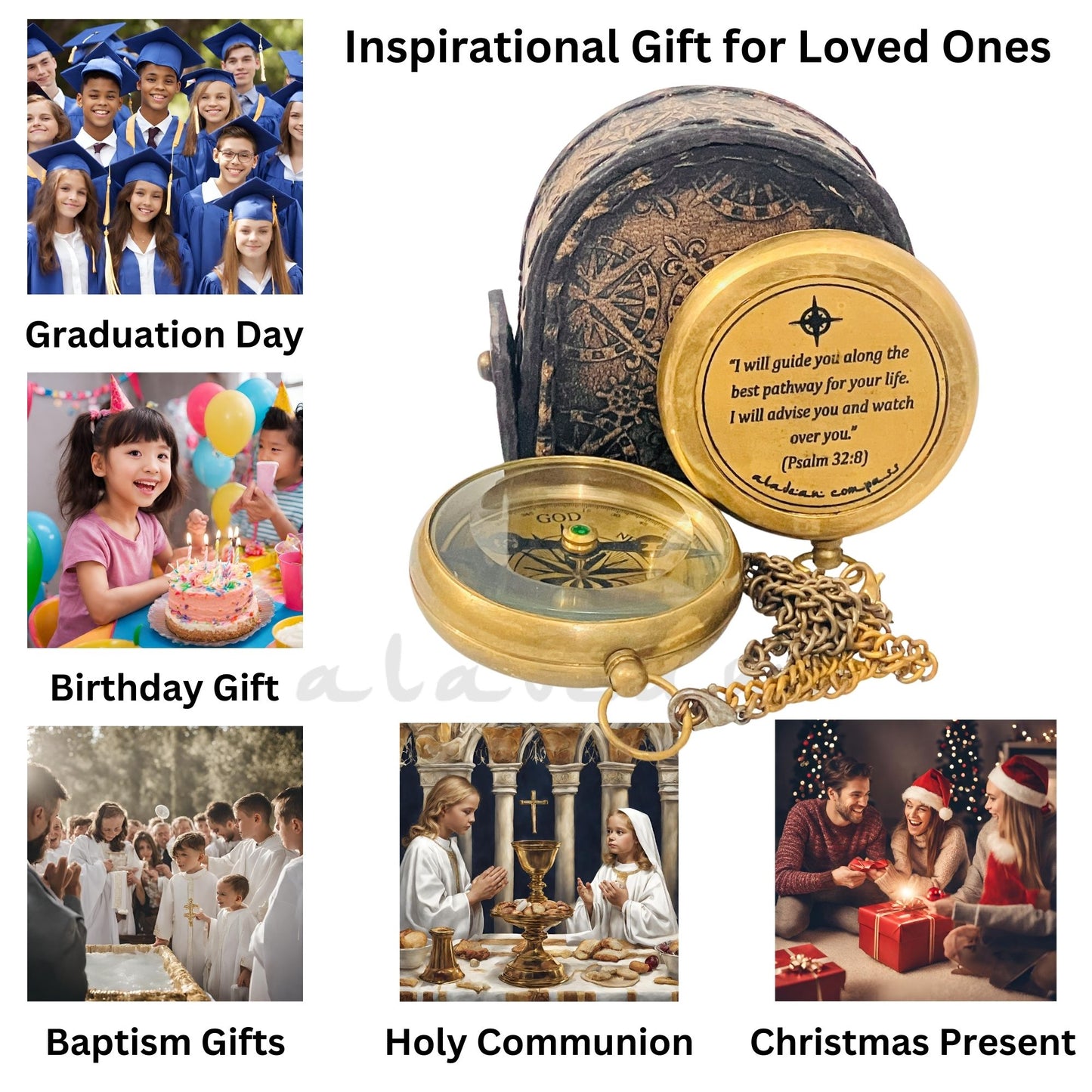 Cadeaux religieux – Boussole du chemin de Dieu – Cadeaux chrétiens catholiques pour le baptême, la confirmation, la communion, l'anniversaire et Noël.