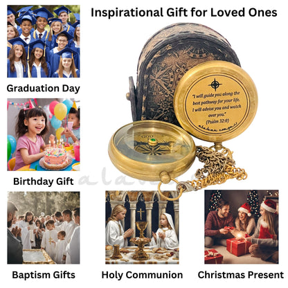 Cadeaux religieux – Boussole du chemin de Dieu – Cadeaux chrétiens catholiques pour le baptême, la confirmation, la communion, l'anniversaire et Noël.