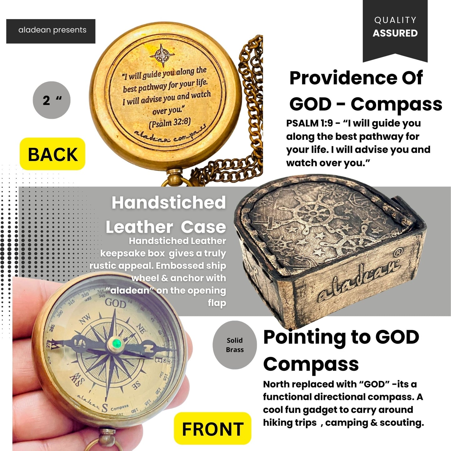 Cadeaux religieux – Boussole du chemin de Dieu – Cadeaux chrétiens catholiques pour le baptême, la confirmation, la communion, l'anniversaire et Noël.