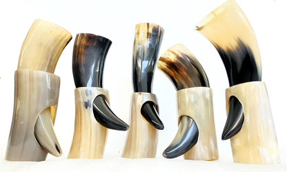 viking drinking horn set of 5 unique horn beer cups mugs by aladean viking style gifts for men