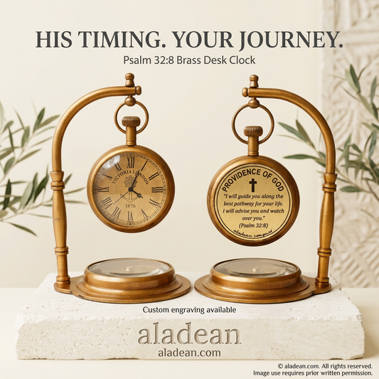 Psalm 32:8 Brass Desk Clock
