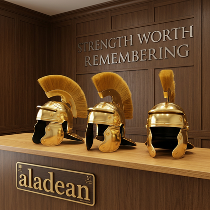 Roman helmet wholesale showroom advertisement