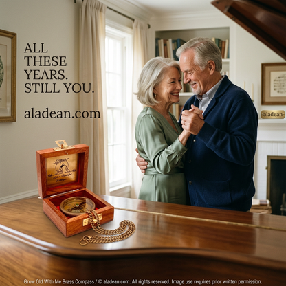 Romantic Anniversary Brass Compass