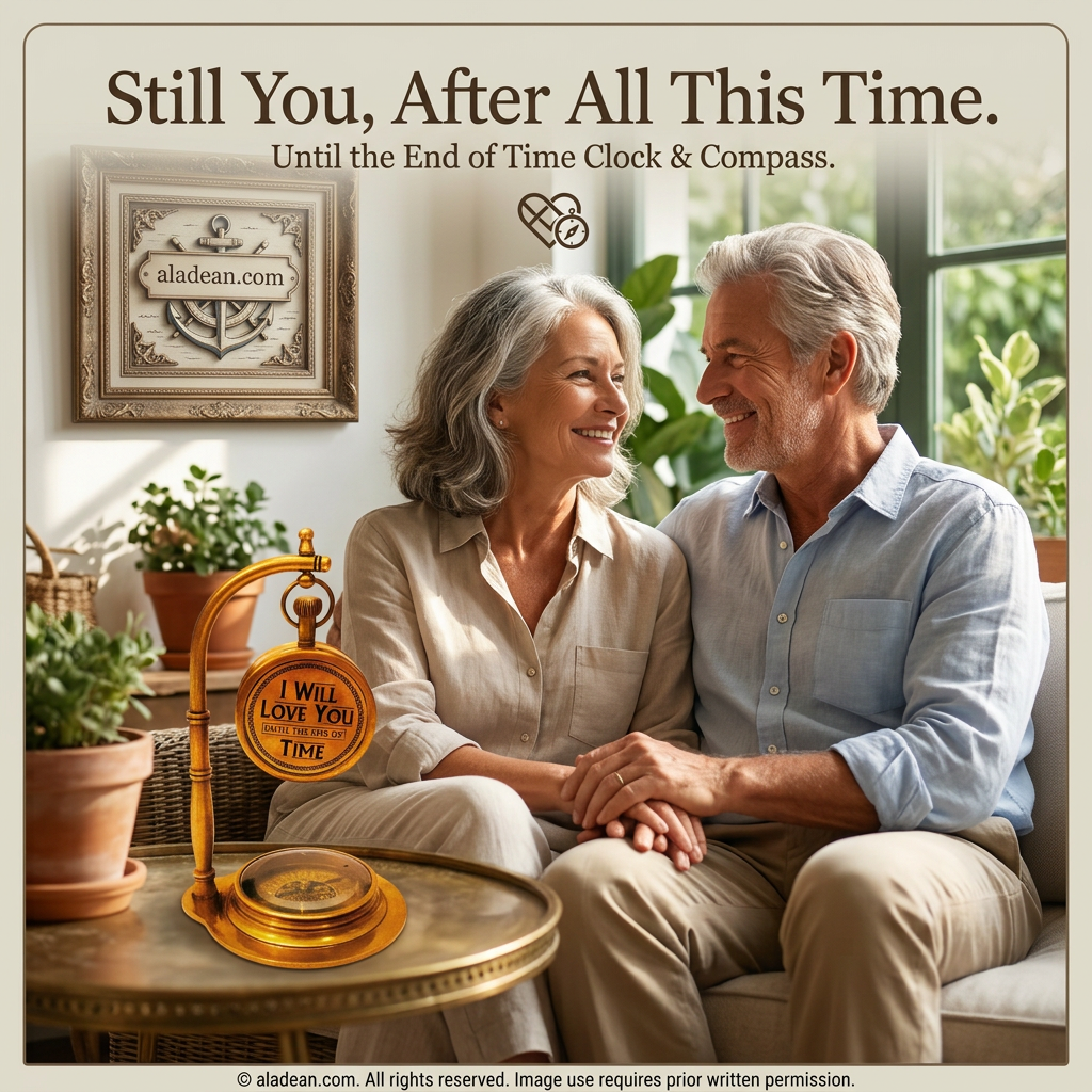 Romantic anniversary brass table clock