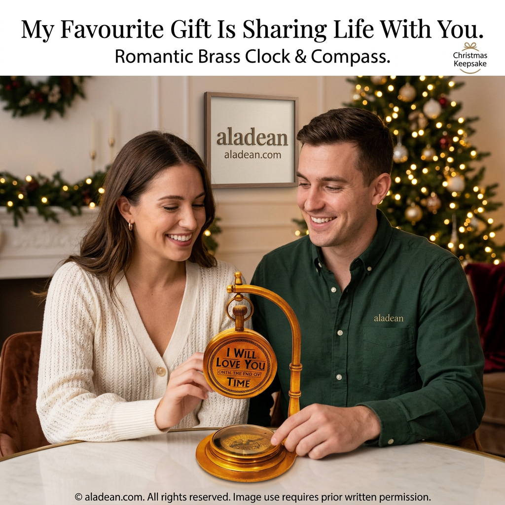 Romantic Christmas gift clock and compass