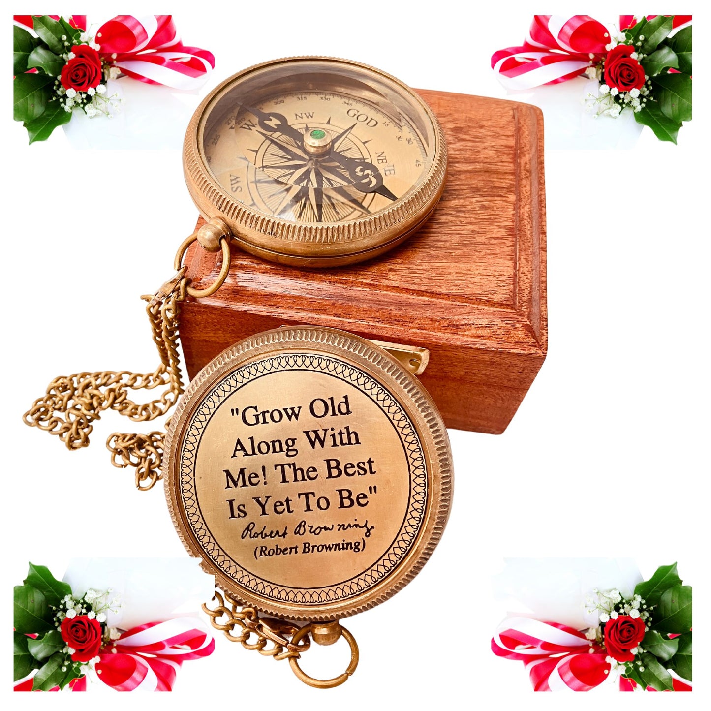 Lovers Gift Romantic Quote Engraved Compass