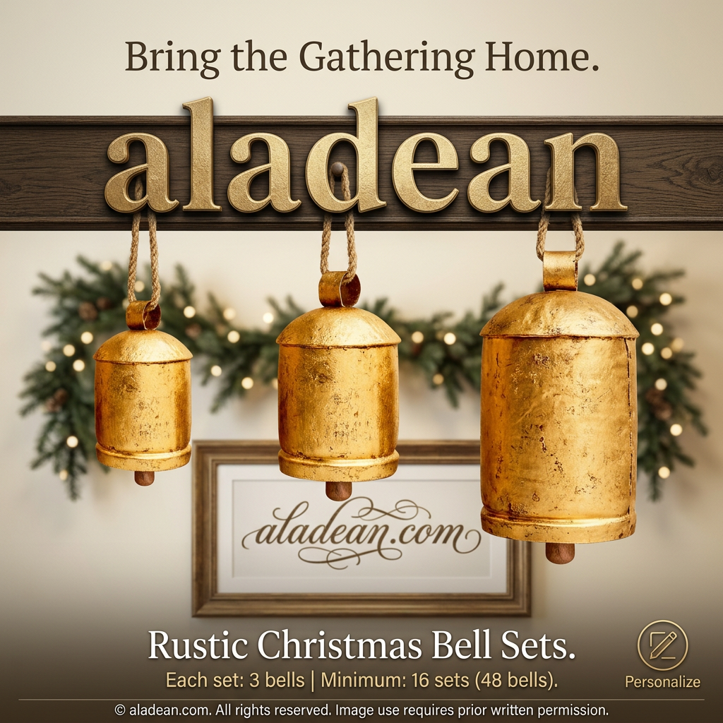 Rustic Christmas bells 6 8 10 inch set