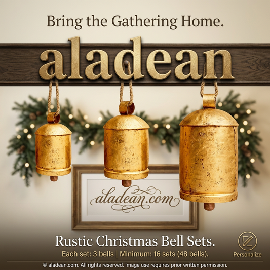 Rustic Christmas bells 6 8 10 inch set