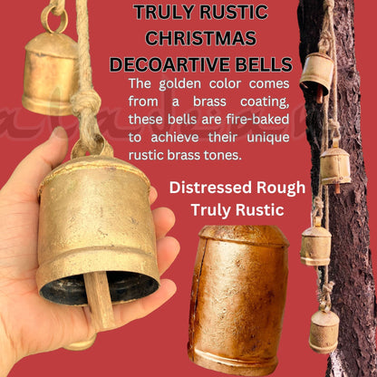 Christmas Bells Decorative Set of 4 - Rustic Harmony Cowbell Collection