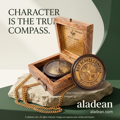 Scout compass with wooden keepsake box