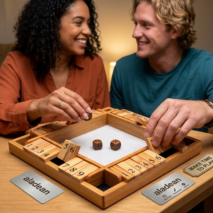 Sheesham wood numbered tile dice game