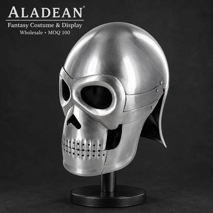 Silver skull armour helmet for wholesale fantasy costume and display