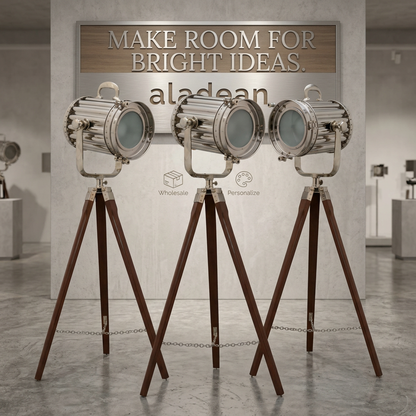 Silver spotlight wood tripod wholesale supplier