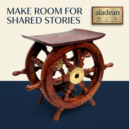 Teak wood ship wheel table wholesale
