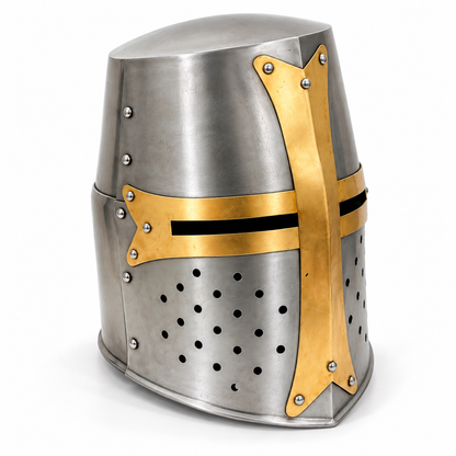 Templar Knight Crusaders Helmet – Handcrafted Steel Medieval Armor | Wearable Adult Costume