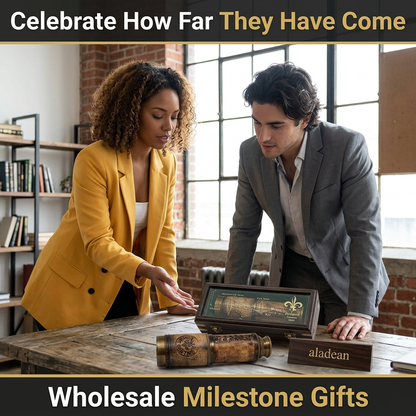 USA-inspired milestone gift scene with spyglass and case