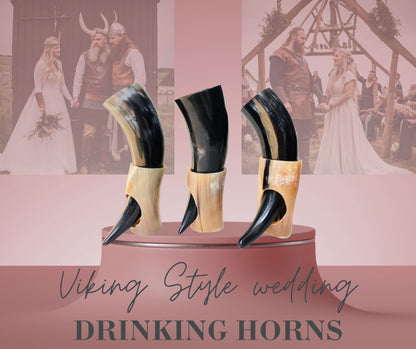 Set of 5 Viking Drinking Horns – Real Water Buffalo Horn | Handmade Norse Drinkware