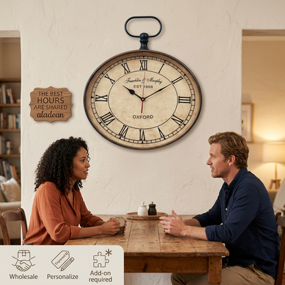 Vintage-inspired cream dial wall clock