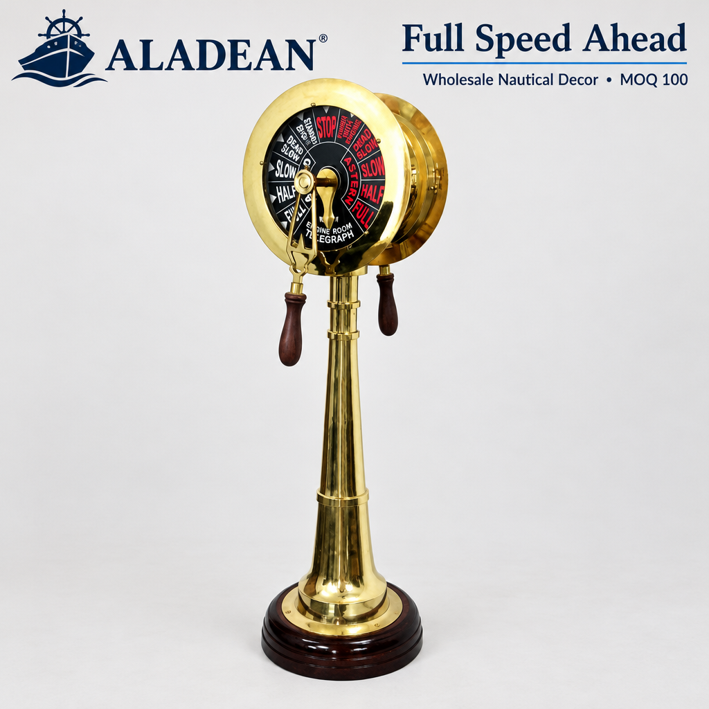 Wholesale 36-inch brass ship telegraph with wooden base