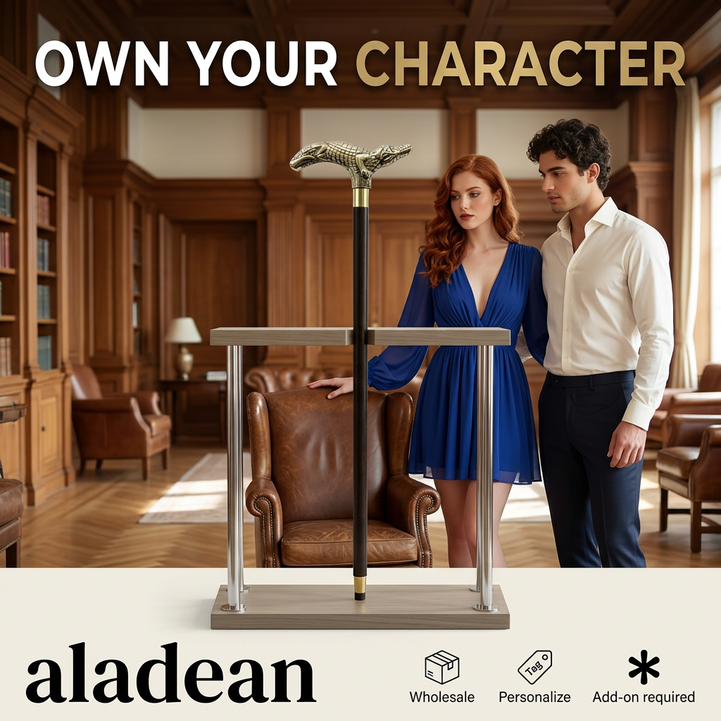 Wholesale alligator-handle wooden walking stick