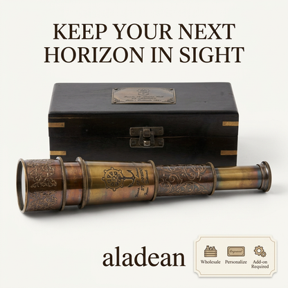 Wholesale antique-style brass telescope with case
