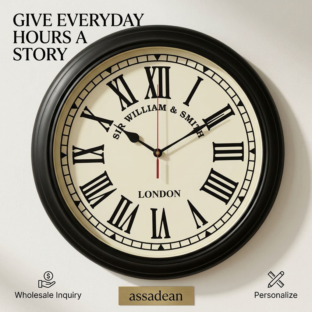 Wholesale black wood Roman numeral wall clock