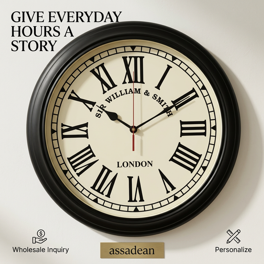 Wholesale black wood Roman numeral wall clock