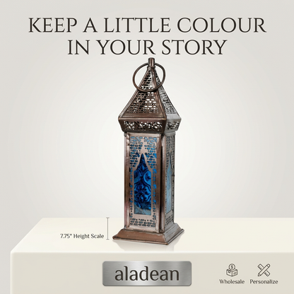 Wholesale blue glass Moroccan-style lantern