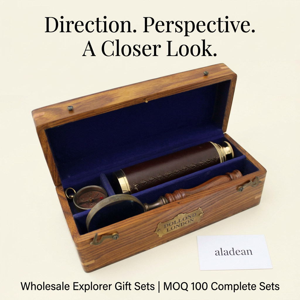 Wholesale brass explorer gift-set advertisement