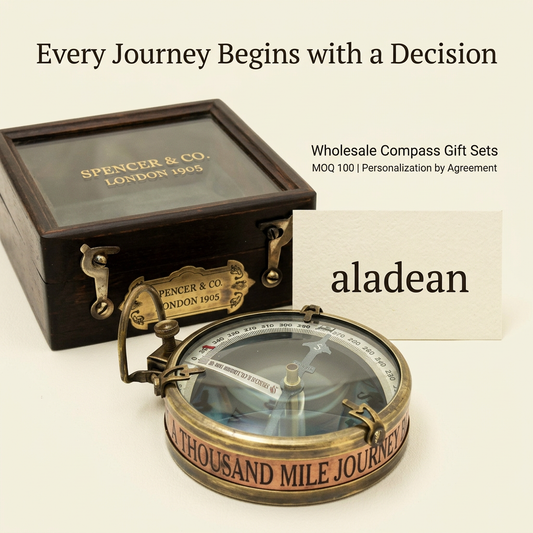 Wholesale brass map-reader compass gift-set advertisement