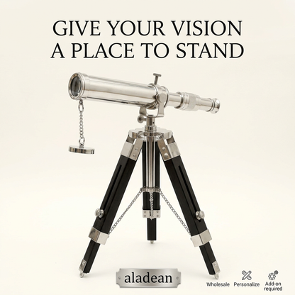 Wholesale chrome brass telescope with wood tripod