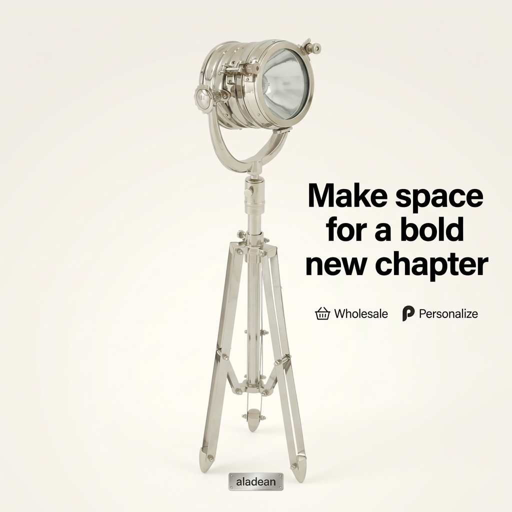 Wholesale chrome steel spotlight on metal tripod