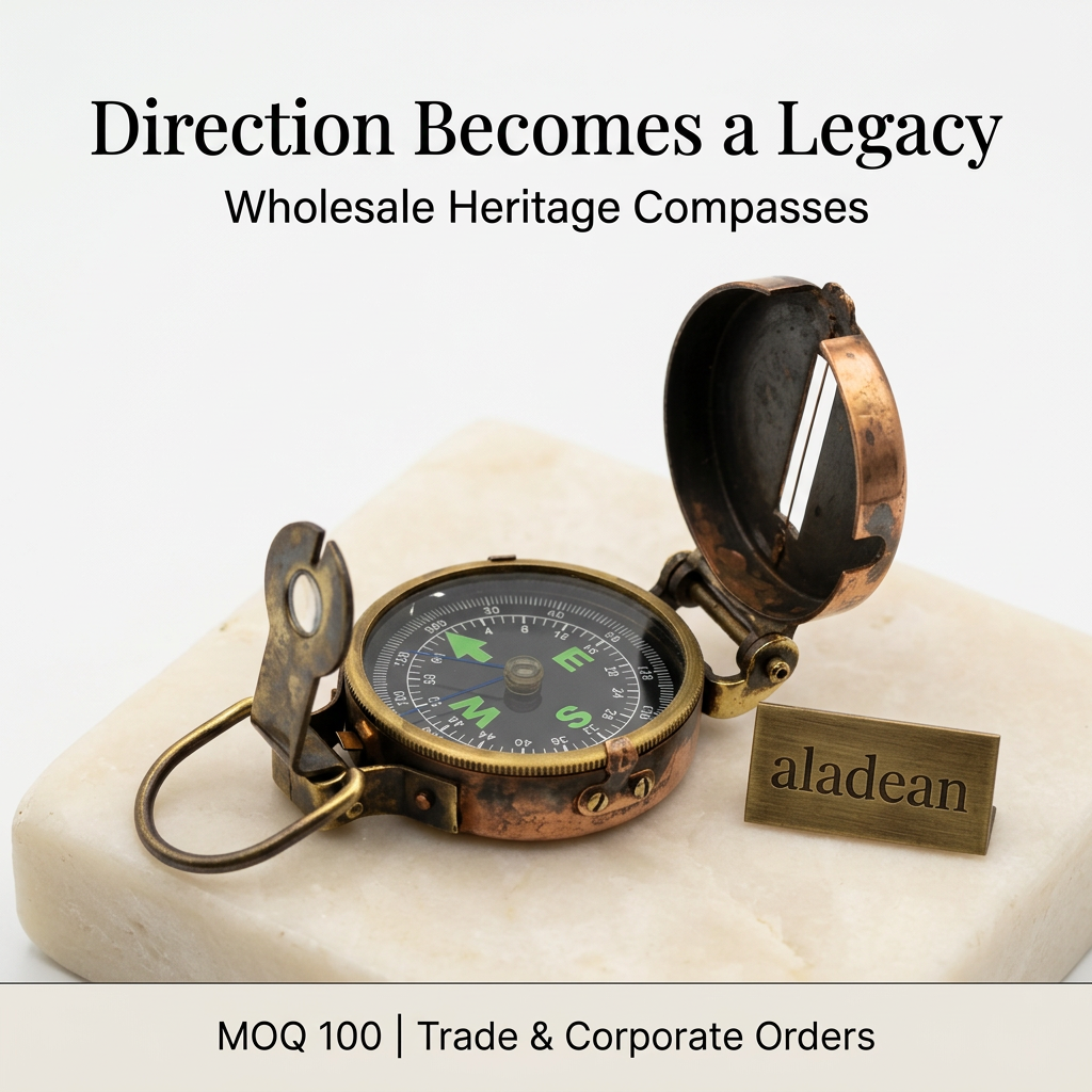 Wholesale compass hero with slogan and aladean branding