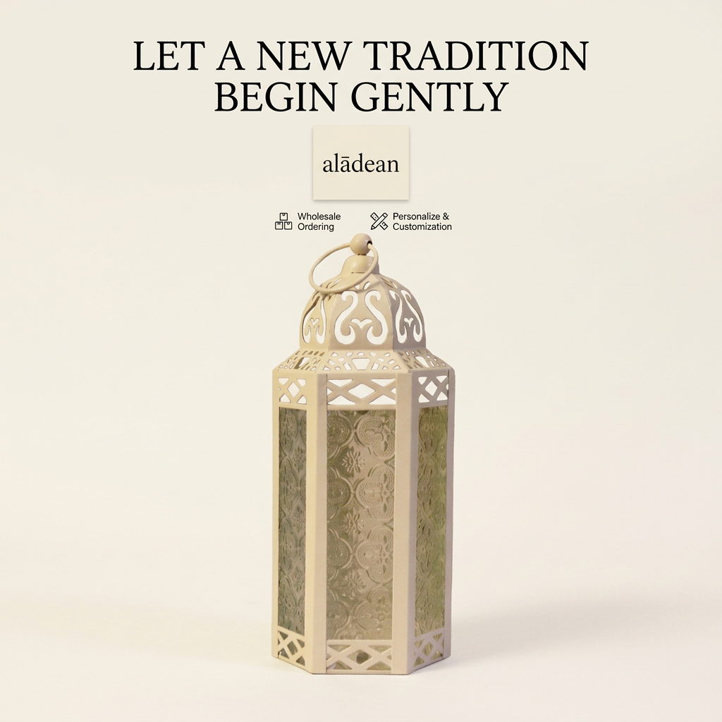 Wholesale cream iron Moroccan-style glass lantern