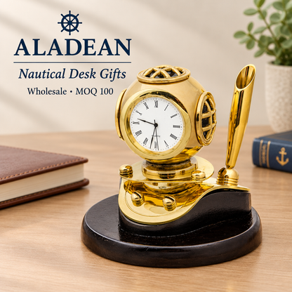 Wholesale diver helmet desk clock advertisement