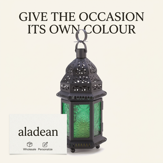 Wholesale green glass Moroccan-style lantern