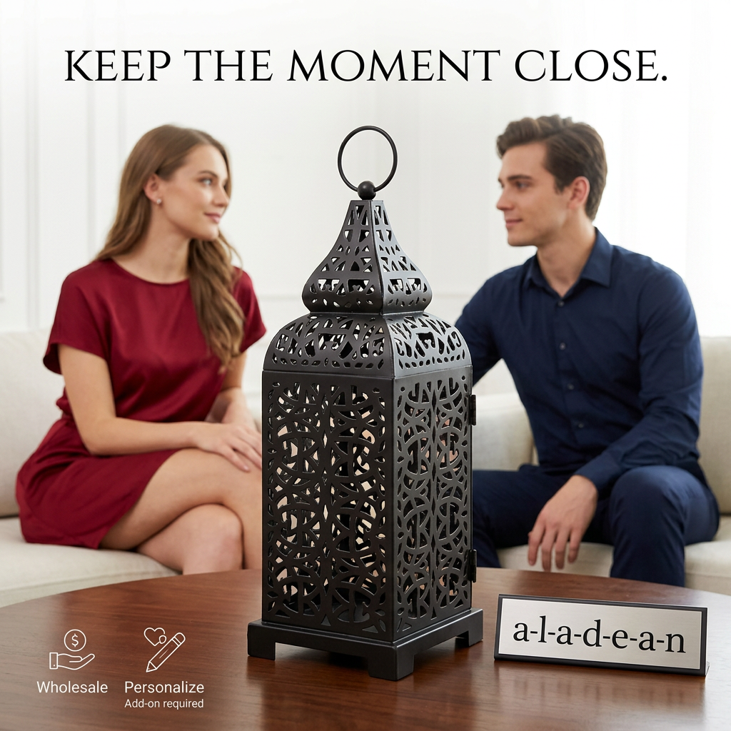 Wholesale Moroccan-style black metal lantern