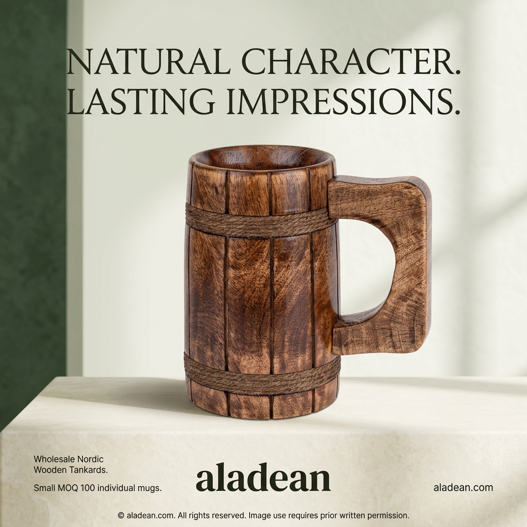Wholesale Nordic wooden tankard hero ad