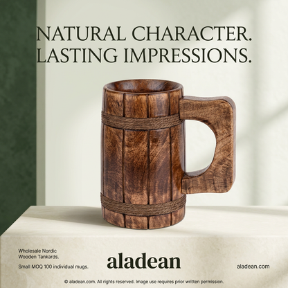 Wholesale Nordic wooden tankard hero ad