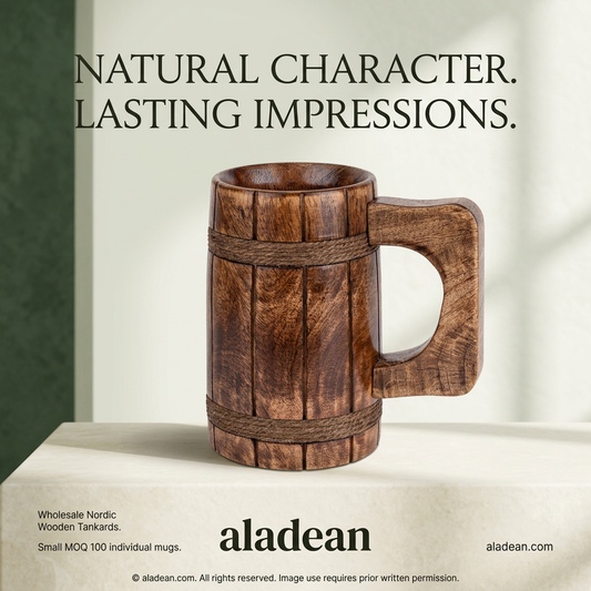 Wholesale Nordic wooden tankard hero ad