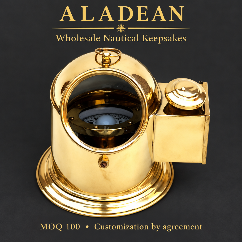 Wholesale polished brass binnacle-style marine compass