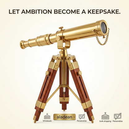 Wholesale polished brass telescope with wood tripod