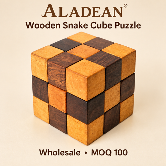 Wholesale two-tone wooden snake cube brain teaser