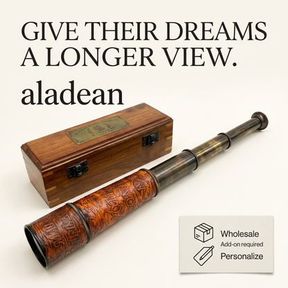 Wholesale Victorian-style brass spyglass with case