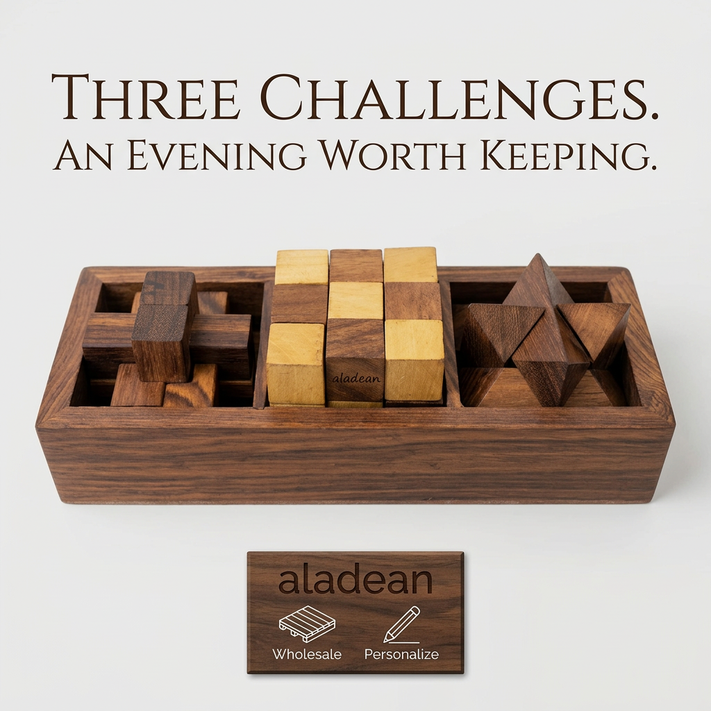 Wholesale wooden puzzle set of three with tray