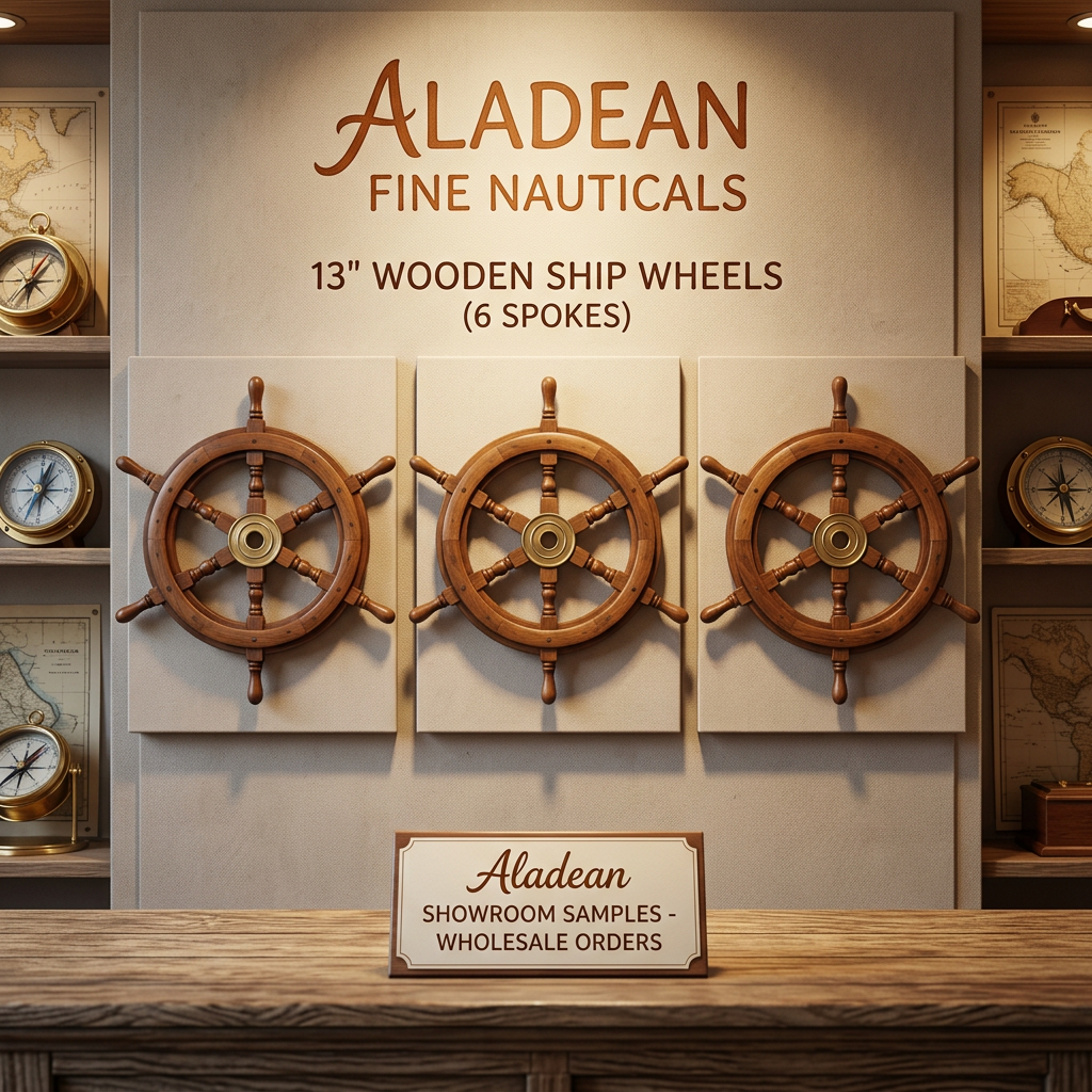 Wooden ship wheel showroom