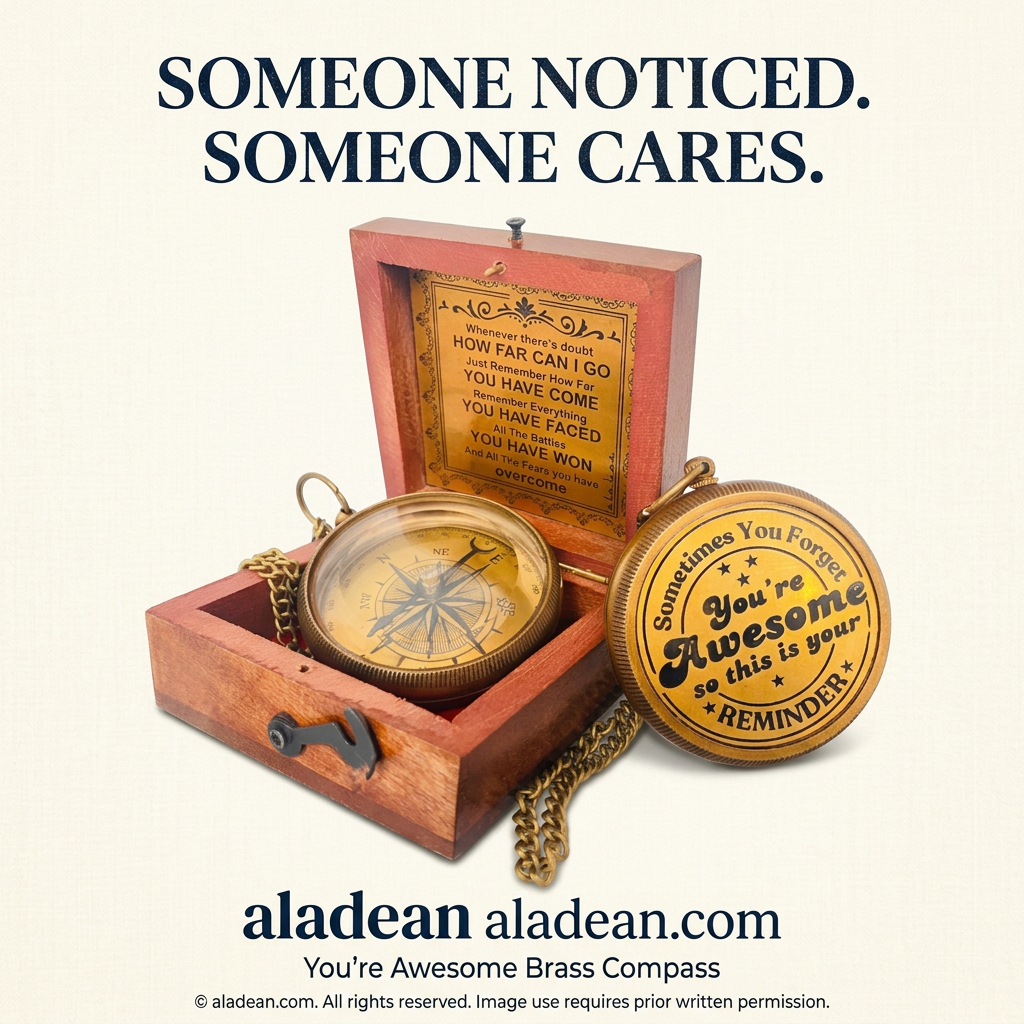 You’re Awesome brass compass appreciation gift