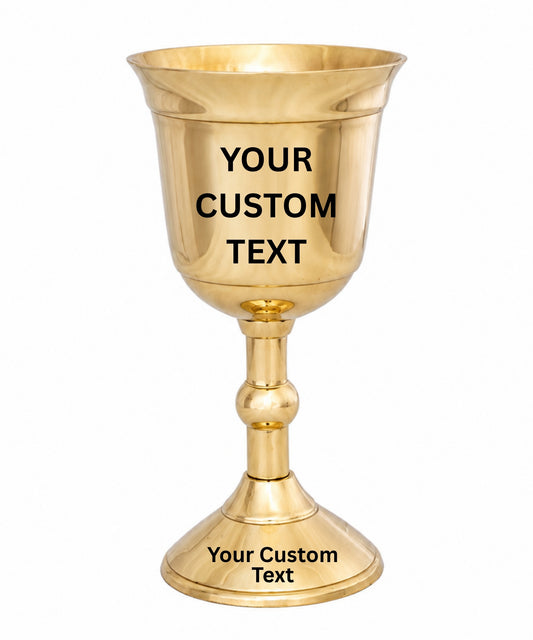 Personalized Brass Chalice Goblet | Medieval Royal Wine Cup | Engraved Ceremonial Stemware Gift
