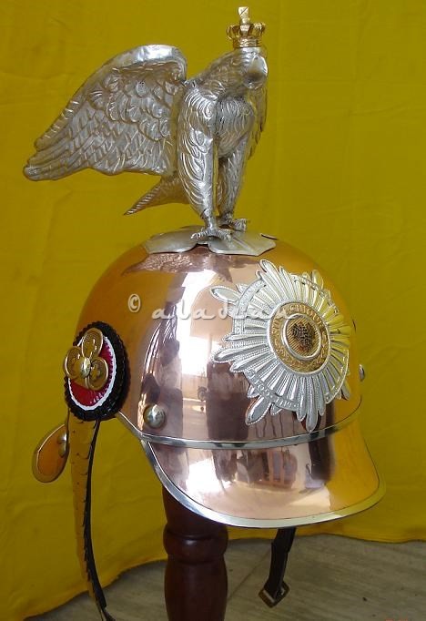 Preußischer Adler Pickelhaube - M 1860 Preußen Garde Kürassier Mannschaften Metalhelme Kupfer Silber Deutscher Offizier